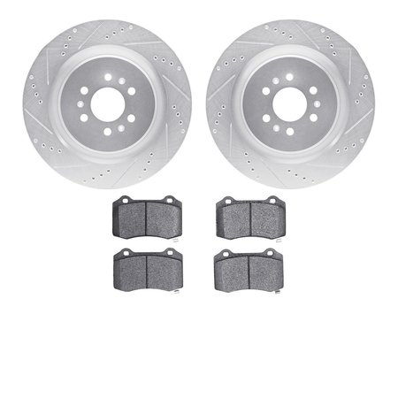 DYNAMIC FRICTION CO 7502-46132, Rotors-Drilled and Slotted-Silver with 5000 Advanced Brake Pads, Zinc Coated 7502-46132